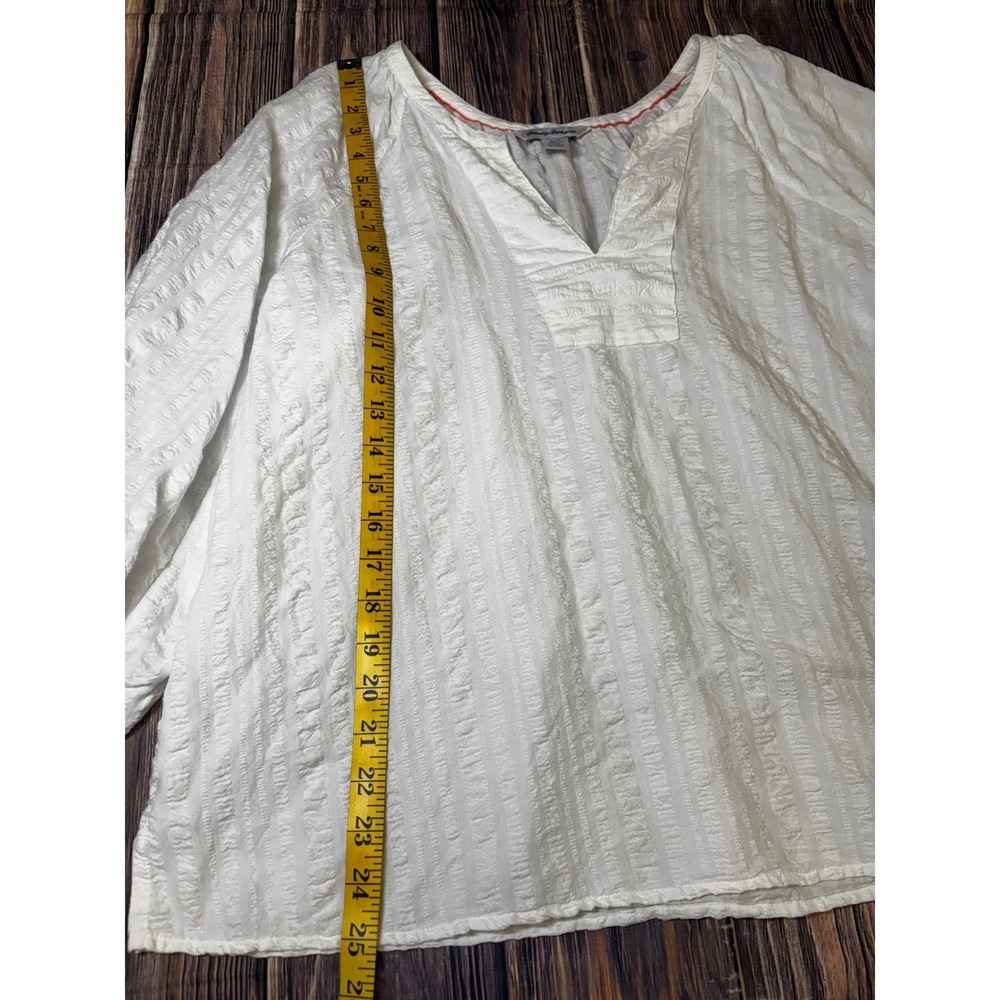 Tommy Bahama White Textured V-Neck Peasant Blouse - Picture 4 of 11